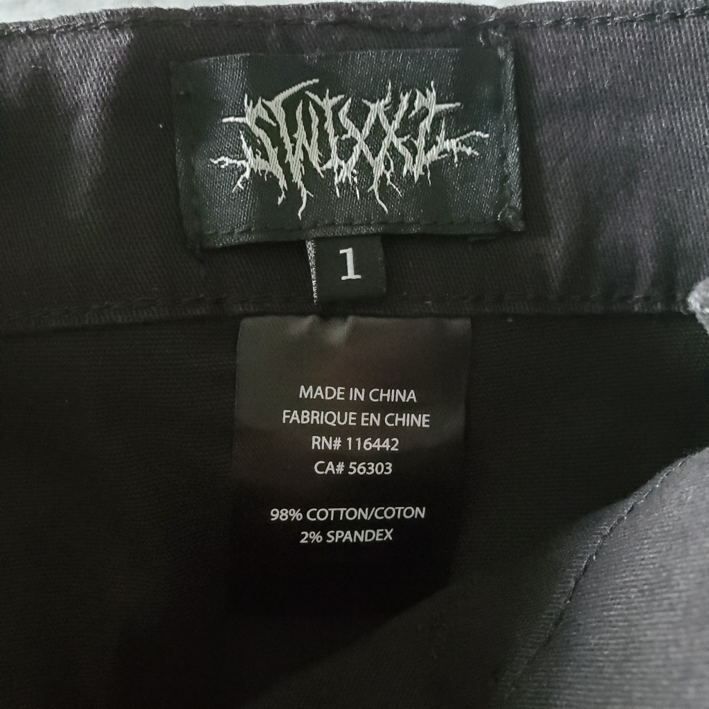 SWIXXZ Rustic Metal Black Cargo Skirt Graphic Print Chain Button Choose Size - Picture 10 of 12